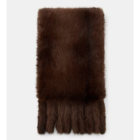 ZARA FAUX FUR FRINGED SCARF - Picture 10 of 14